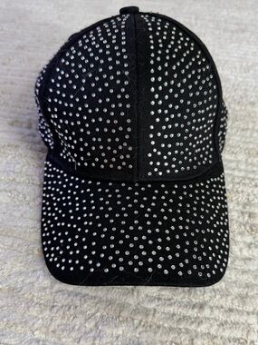 Black Crystal Studded Baseball Cap